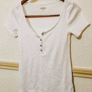 Like New White Ribbed Tee